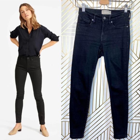 Everlane Mid Rise Black Skinny Ankle Jeans - Picture 1 of 12